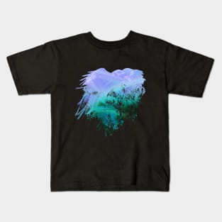 Abstract Art - Teal Falcon Heart Kids T-Shirt